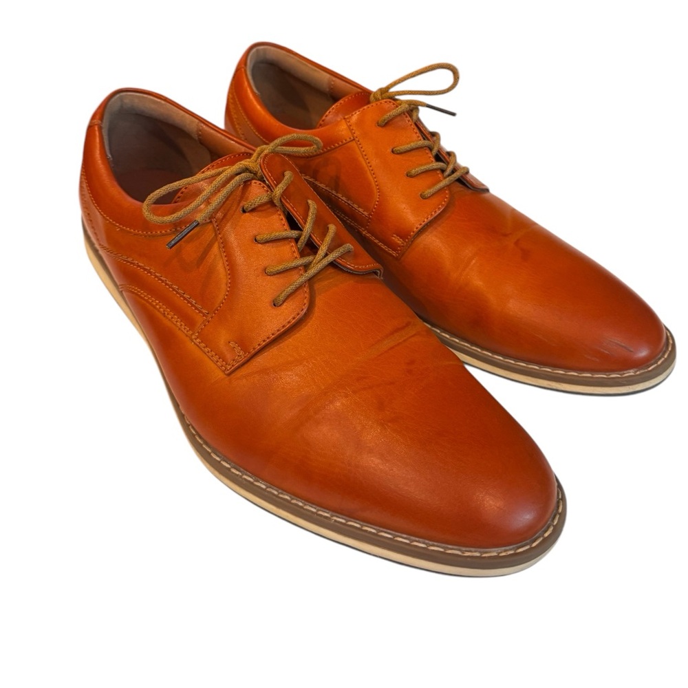 Mofri Men's Dress Shoe Size 12 Cognac Casual Formal Oxford Style Waterproof - Picture 3 of 11